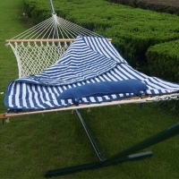 Toucan OutdoorTM Space Saving Steel Hammock Stand,100% Cotton Rope, Polyester Pad And Pillow Combo,Offer The Soft Feel,Superior Outdoor Durability,Steel Green Coated Frame,Rust Resistant,Accomodate 1 