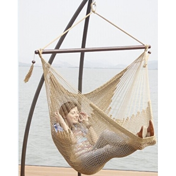 Toucan Outdoor® Super Soft Hand Woven Caribbean Style Rope Hammock Chair - Mocha,,300 Lb. Capacity