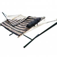 Toucan Outdoor 12FT. 4-Piece Heritage Hammock Essential Package, Accommodate 1 person, 100% Cotton Rope, Polyester Pad And Pillow Combo,Green Coated Steel Frame,Rust Resistant, Weight limit 275 lb