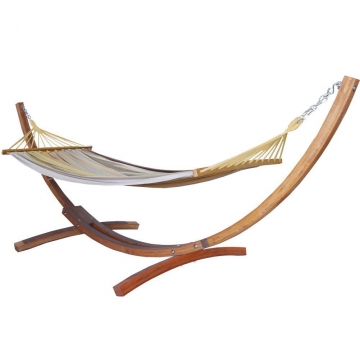 Toucan Outdoor Cotton Hammock,12 Feet Wood Arc Hammock Stand,Backyard Setting