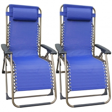 2 Toucan Outdoor  Zero Gravity Chairs Outdoor Patio Backyard + Pillow Blue