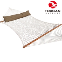 Toucan Outdoor® Cotton Rope Double Hammock with Pillow and Hanging Hardware