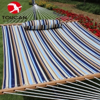 Toucan Outdoor Quilted Reversible Fabric Hammock with Pillow ,Hammock Quilted Fabric with Pillow,Double Size Spreader Bar Heavy Duty