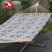 Toucan Outdoor  13 FT Poolside Textilene Hammock,Waterproof and UV Resistance,450 lbs,including a Chain Hanging Kit, Grey Feather Patterns